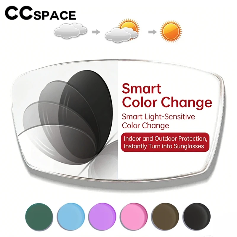 CCspace Multifocal Progressive Photochromic A Pair CR-39 Resin Aspheric Lenses Myopia Hyperopia UV400 Sun Protection Lenses