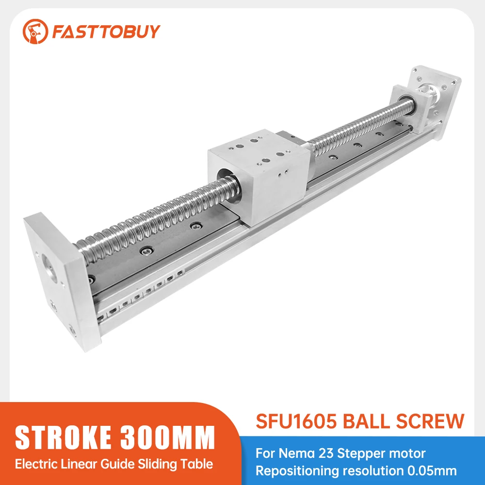 

Stroke 300 mm Electric Sliding Table Lead Screw 1605 Linear Guides Repositioning Resolution 0.05mm for CNC Machine