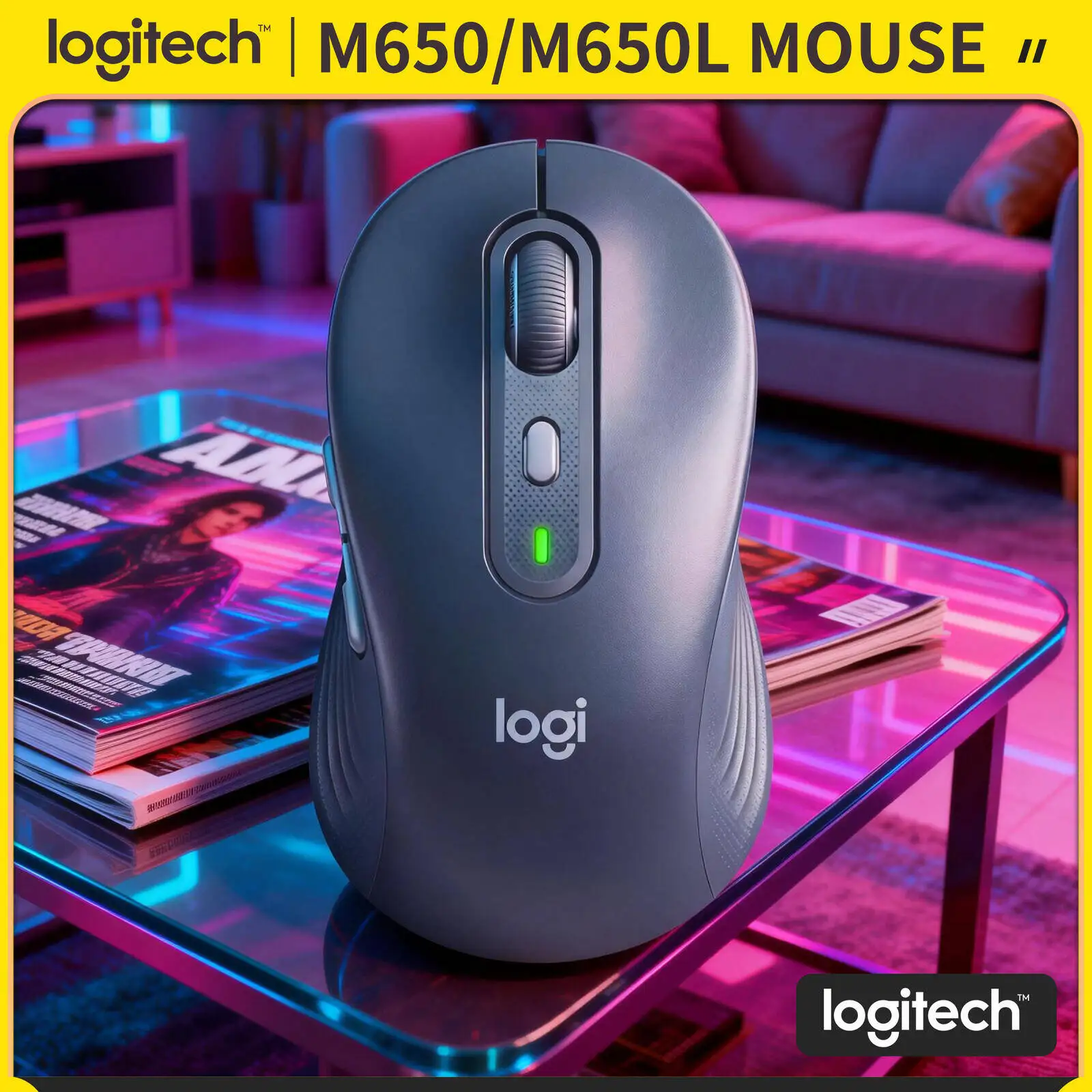 Logitech M650 Wireless Mouse - Recycled Plastic Components, SmartWheel Scrolling, Ergonomic Contour, 20-Month Bluetooth Battery