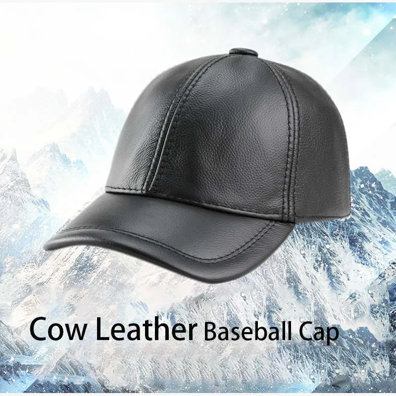 

Высококачественная бейсболка из коровьей кожи для мужчин, осенне-зимняя теплая кепка для отдыха, модная фуражка в спортивном стиле для женщин