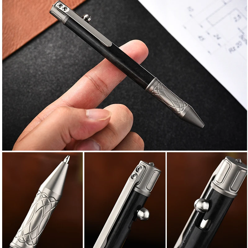 Outdoor Portable EDC Multi-function Tungsten Steel Head Window-breaking Carbon Fiber + Titanium Alloy Tactical Pen Tool view 3