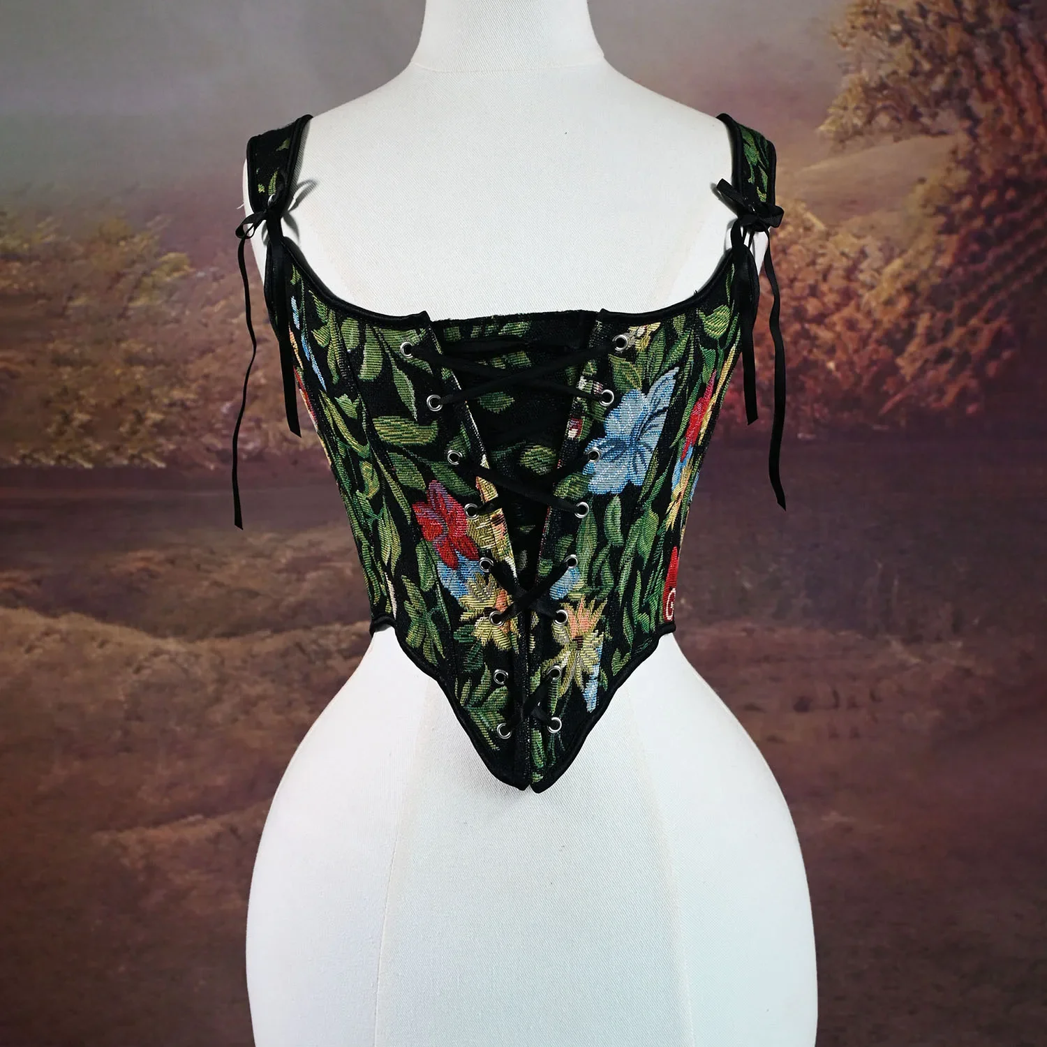 

Women Corset Bustier Overbust Lace Up Boned Shaping Tops Tanks Vitage Floral Prints Bodices Slimm Waist Tummy
