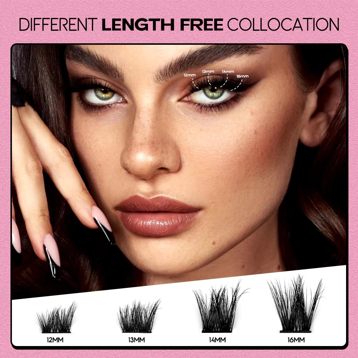 Lasvirey Ciglia a grappolo fai-da-te Estensione ciglia individuali Vassoio misto Volume naturale Ciglia finte visone Manga Lash Cluster Trucco