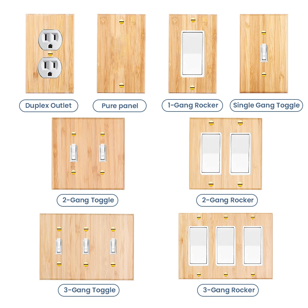 1 Piece of Wall Panel Light Switch Cover, Various Styles of Bamboo Wall Panel Light Switch Socket Cover, Sturdy and Durable