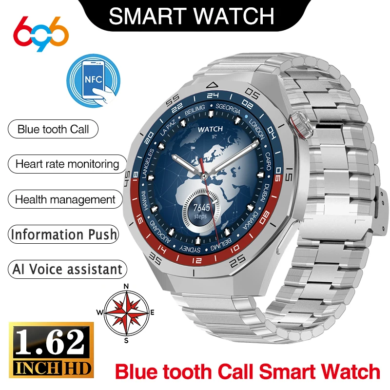 

Outdoor Compass Smartwatch NFC Map Navigation Music Men Women Blue Tooth Call Smart Watches Sports Fitness Heart Rate Monitor