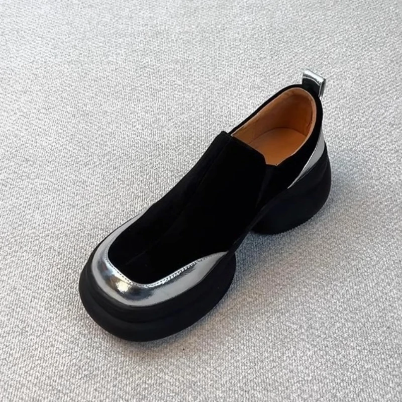 

Женские туфли Lefou с толстой подошвой и маффином, простые маленькие кожаные туфли с круглой головкой и матовой стременами на одну ногу