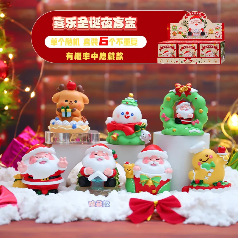 

6 Pcs Originality Happy Christmas Eve Blind Box Decoration Sitting Room Desktop Mounted On A Vehicle Decorate Christmas Gift