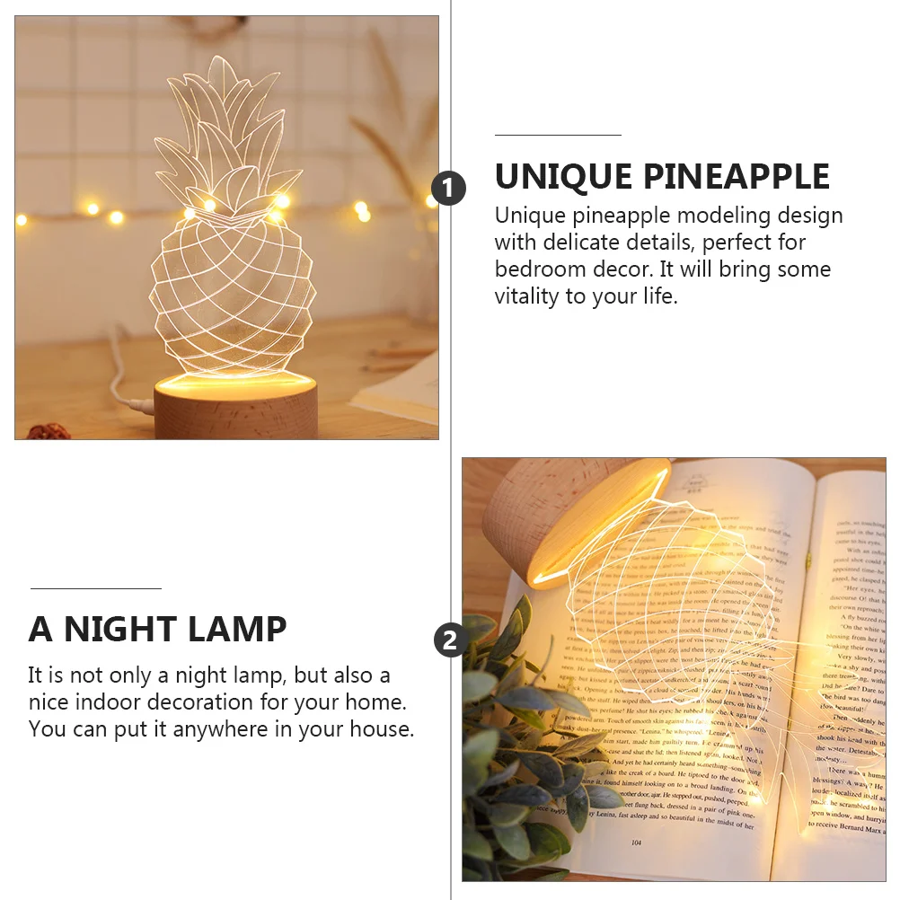 1Pcs Night Light Decorative Pineapple Modeling Durable Table Lamp Bedroom Home Decor Creative Fruit Design Night Lamp Ornament