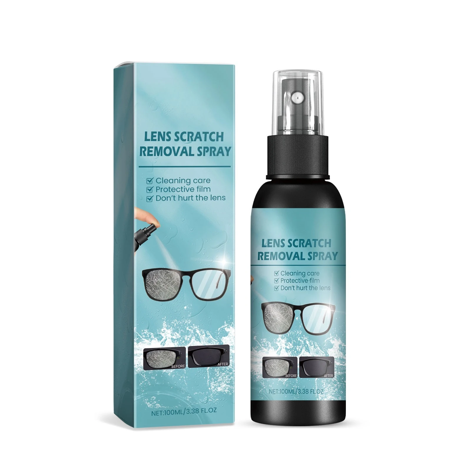 Lens scratch remover, repair abrasion scratches, refurbish glasses lens glass blur curing agent