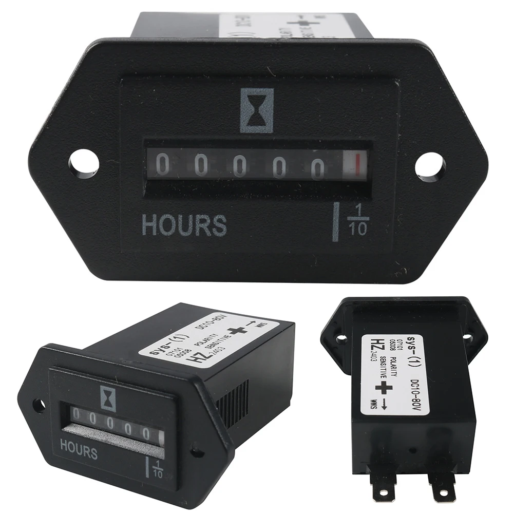 

DC 10-80V Mechanical Hour Meter Hour Counter Professional Engine Hourmeter for Diesel Engine Generator Boat Motorcross Truck