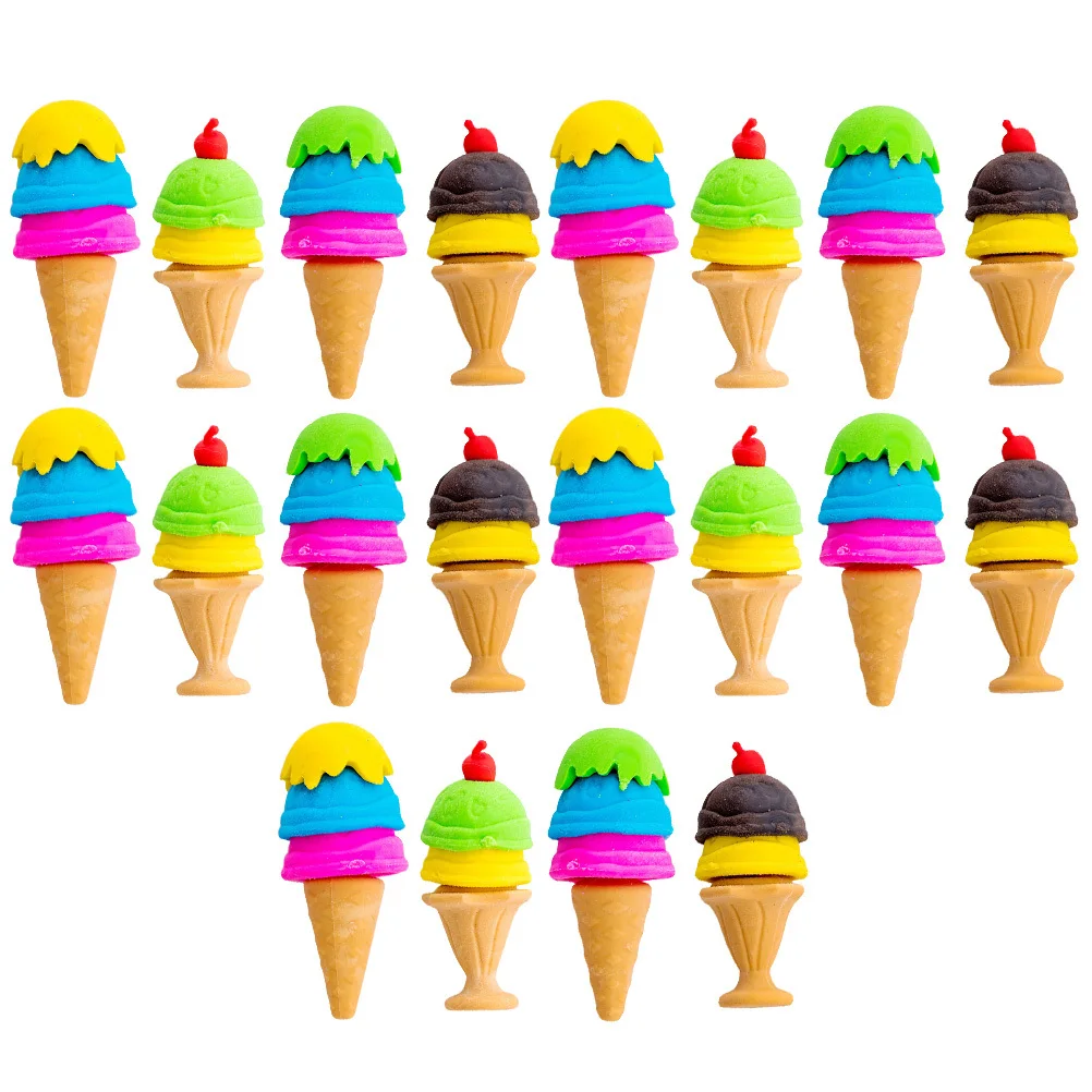 

30Pcs Pencil Erasers Ice Cream Shaped Cute Erasers for Students Lovely Writing Correction Tools Decorative School Supplies