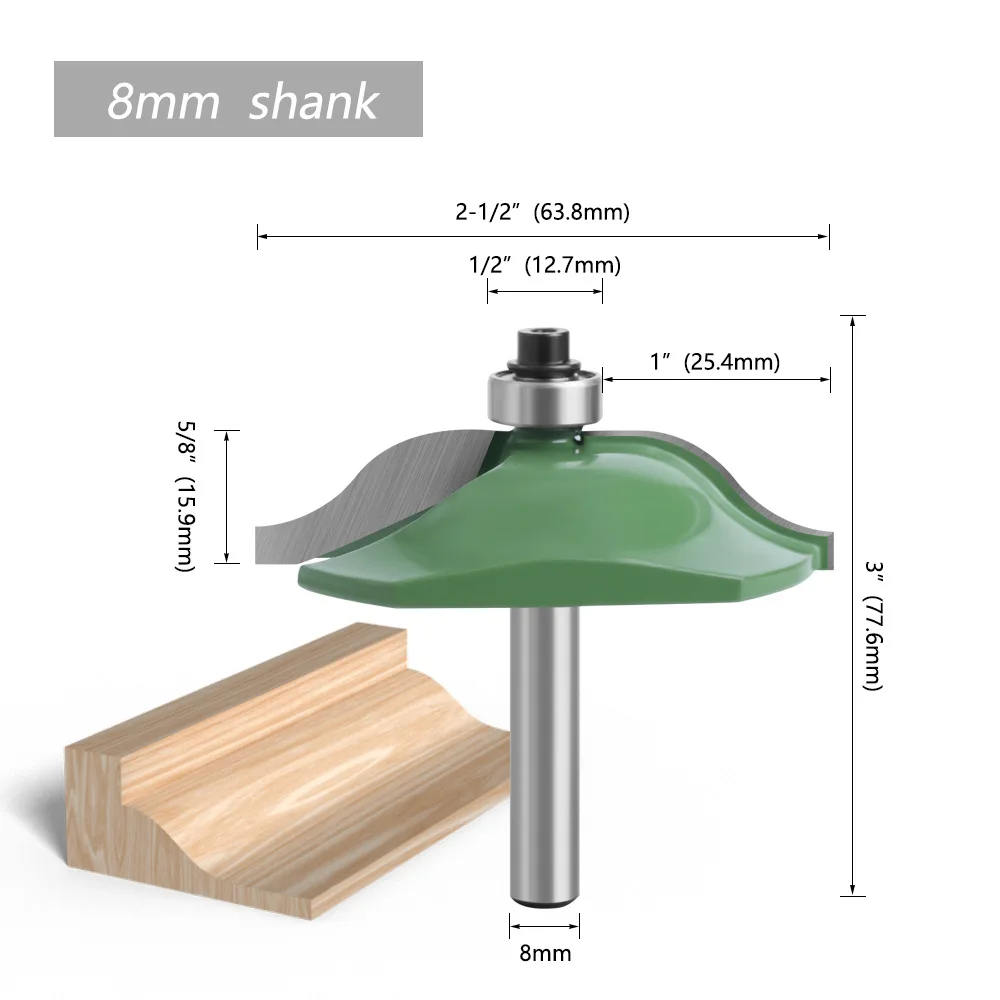 3PC/Set 8MM Shank Milling Cutter Wood Carving Cabinet Rail Stile Tenon Router Bit Set Door Cabinet Panel Raiser Ogee Wood Cutter