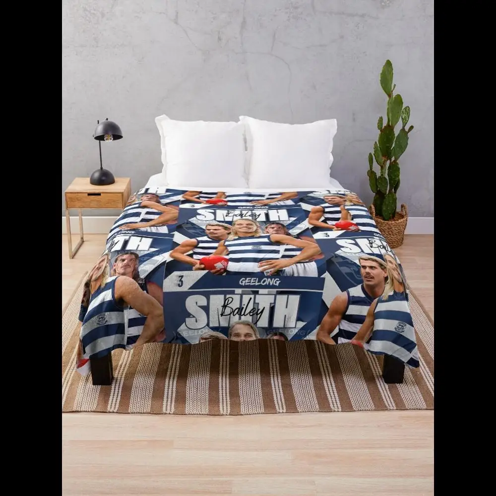 Bailey Smith Geelong Football Club AFL Aussie Rules Footy Throw Cobertor Macio e aconchegante Team Spirit Home Textile