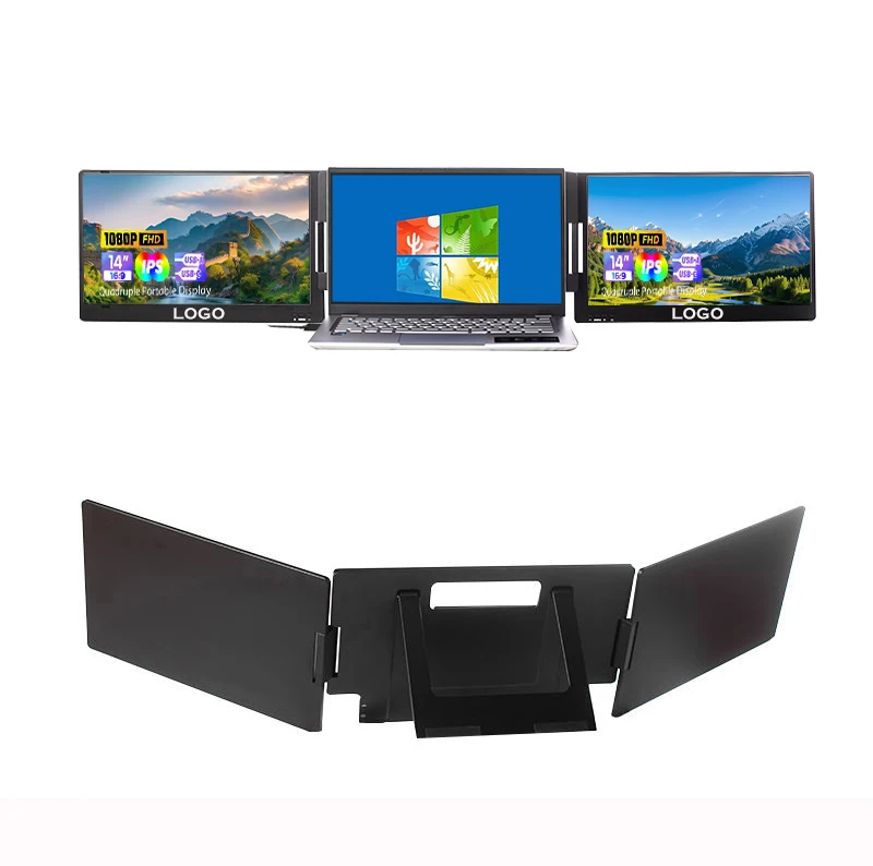 

14-дюймовый портативный монитор с двумя экранами, драйвер не требуется, можно напрямую подключить (только совместим с Windows 10/11)