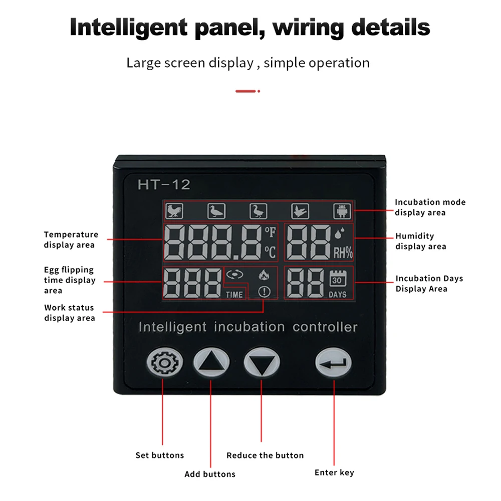 Controlador de temperatura con pantalla LCD AC110-220V controlador de incubación multimodo termostato de precisión controlador automático de humedad