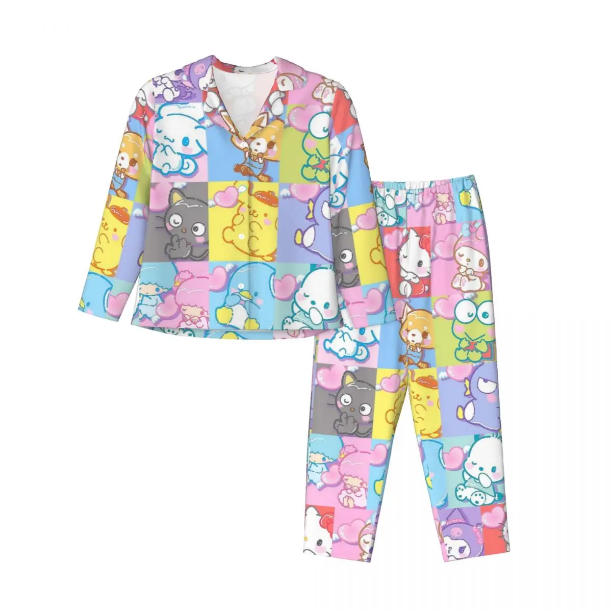 

Sanrio Characters Hello Kitty Kuromi My Melody Women's Pajamas Sets Woman 2 Pieces Pajamas Couples Loungewear Suit Home Clothes