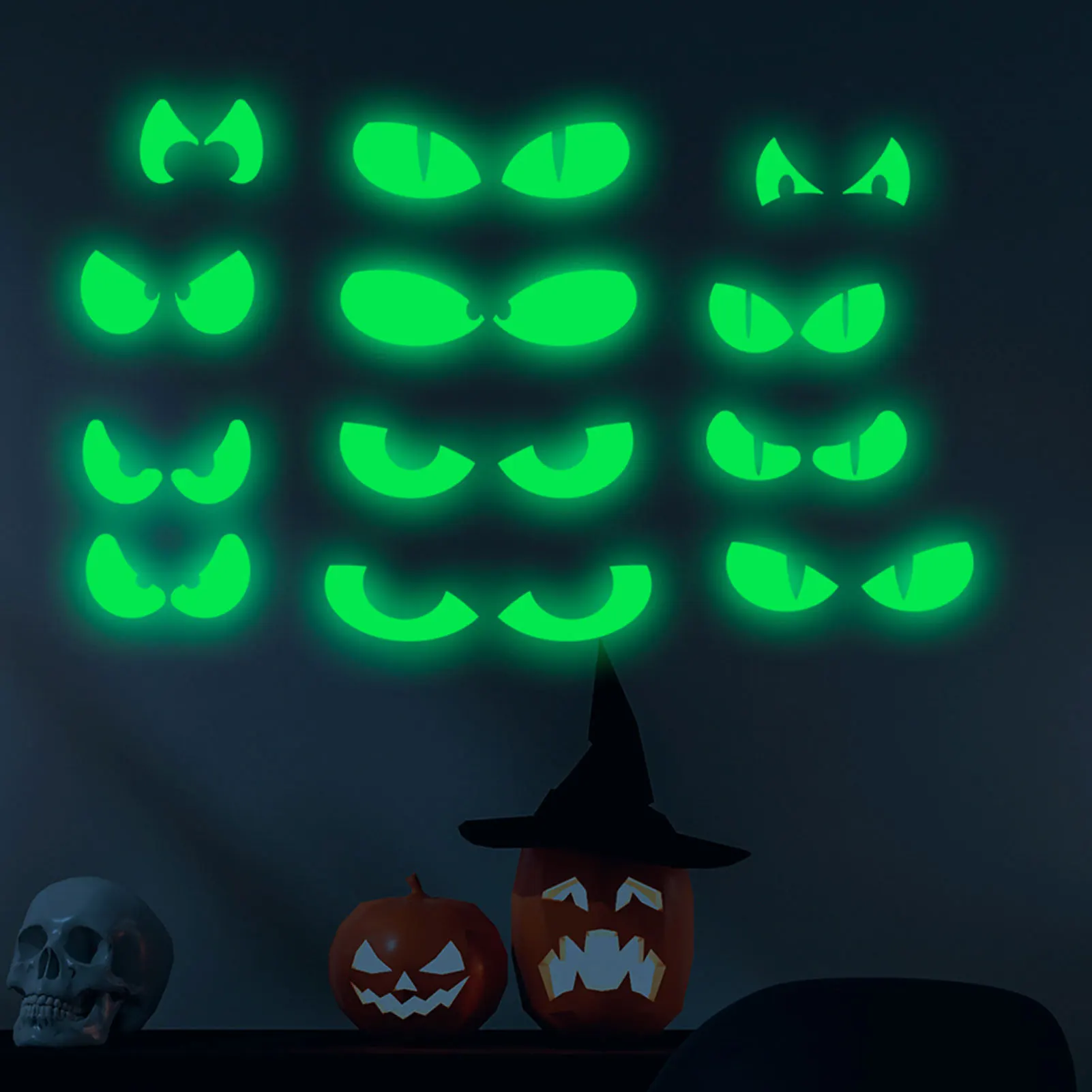 2022 Halloween Luminous Wall Decals Glowing In The Dark Eyes Window Sticker For Halloween Decoration For Home Party Supplies