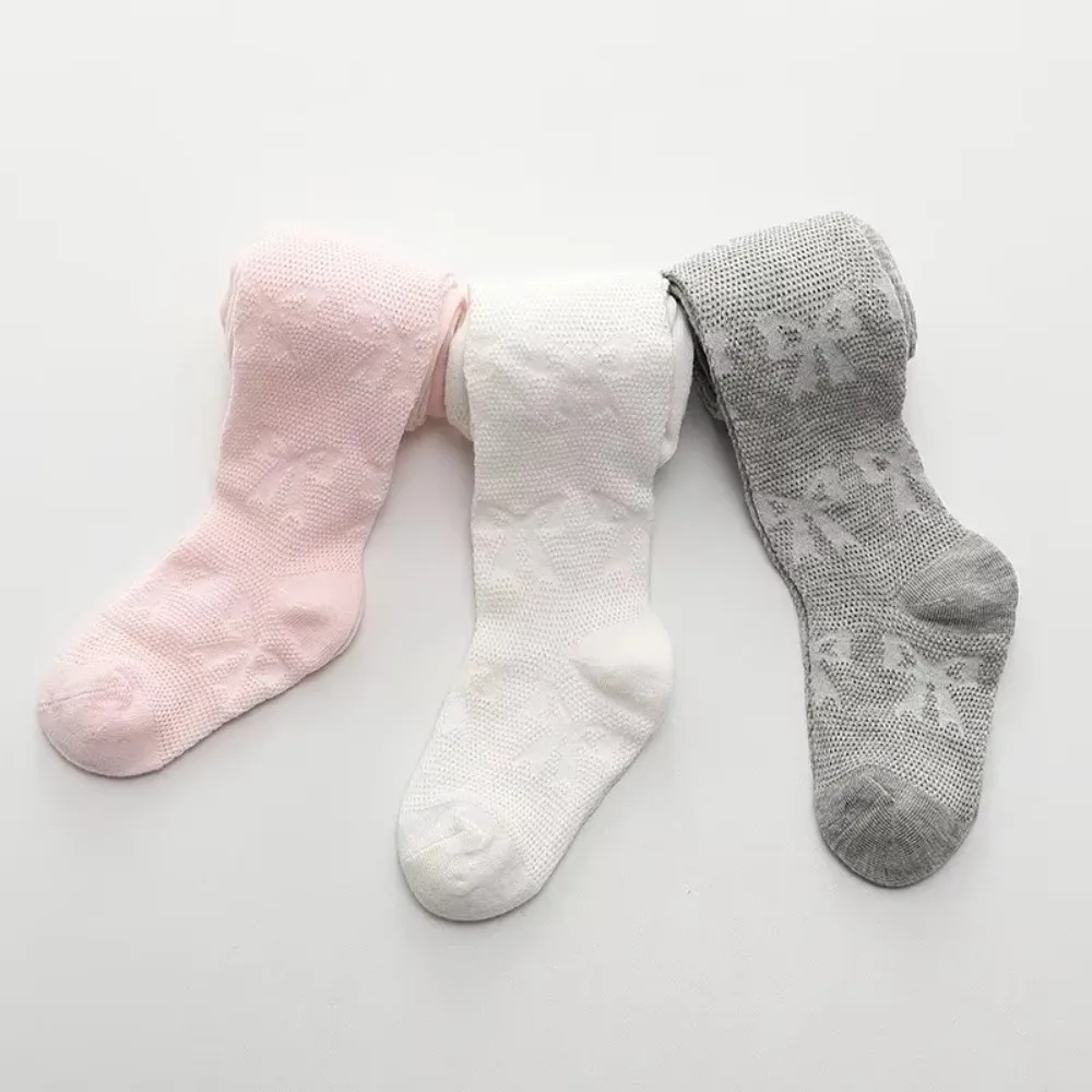 New Mesh Pantyhose Bowknot Embroidery Tights Breathable Stretch Footed Leggings Summer