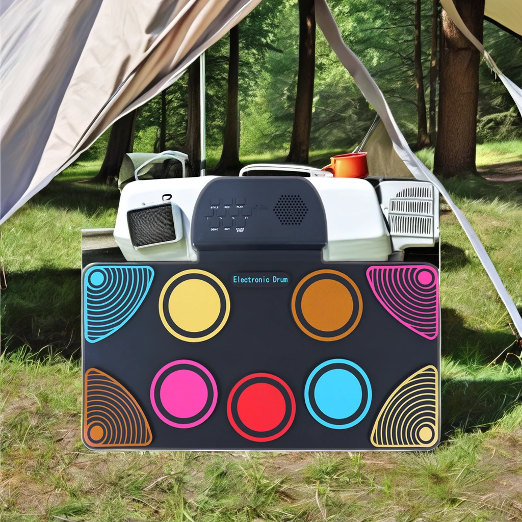 Folding Practice Drum Silicone Hand-rolled Electronic Drum With Speaker Portable Beginner Drum Kit