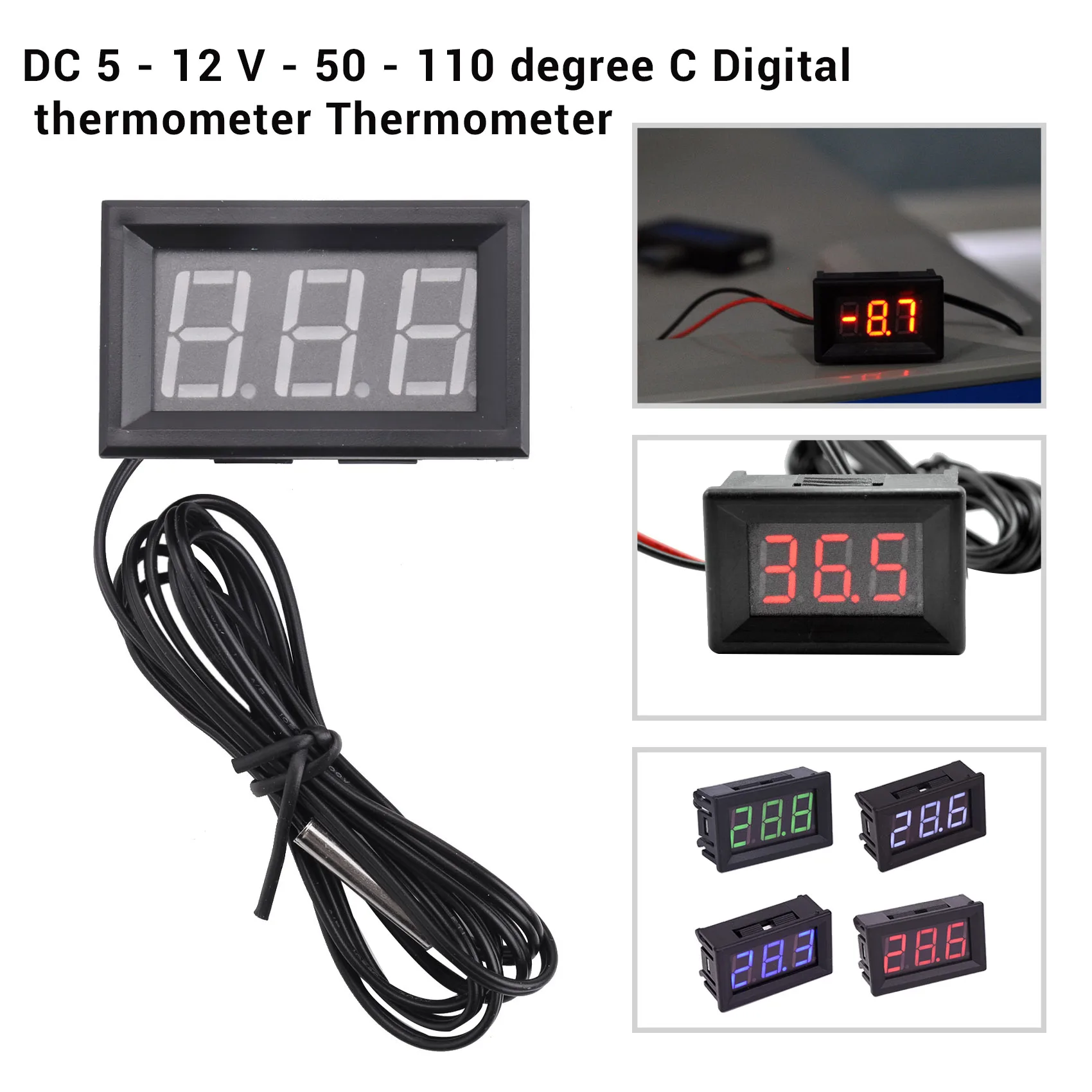 ABKB DC 5 - 12 V - 50 - 110 درجة مئوية ميزان الحرارة الرقمي كاشف درجة حرارة الثلاجة مع مسبار [عنصر متوازي