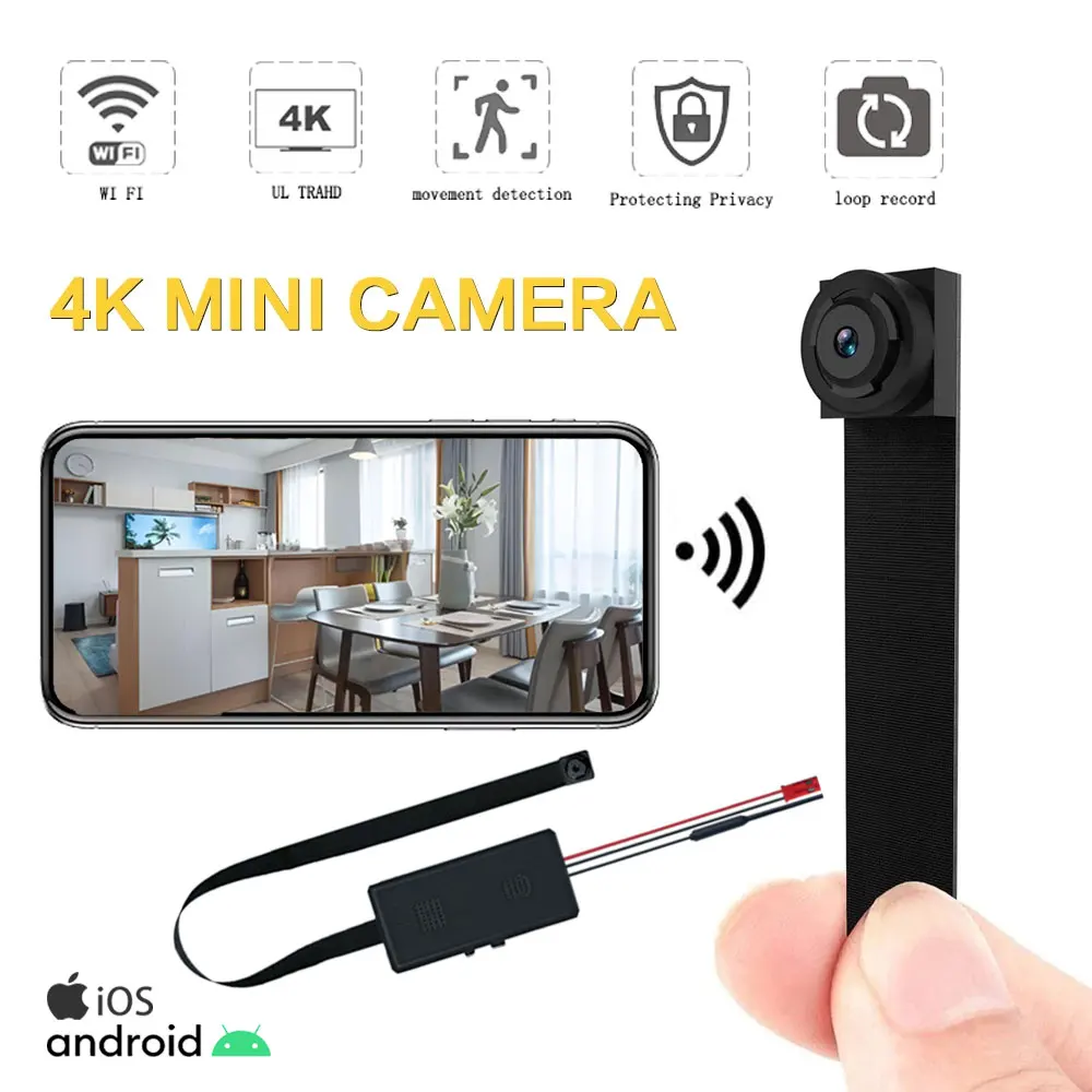 

DIY HD4K Wifi Mini Camera Portable Small Cam Micro Camcorder P2P Wireless Webcam Loop Recording Support Remote Viewing