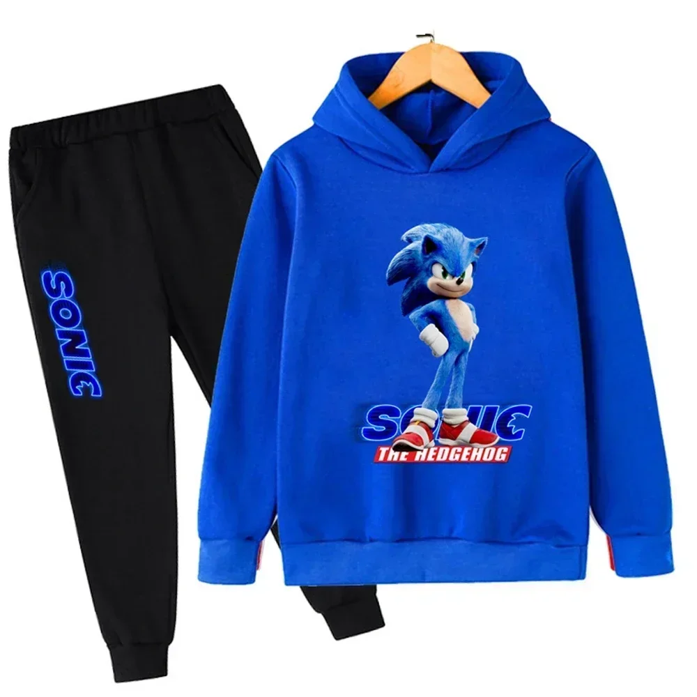 Kids One Piece Hoodie Sets Children's Cotton Autumn and Spring Long Sleeve Sweatshirts Trousers 2pcs Costume Outfits