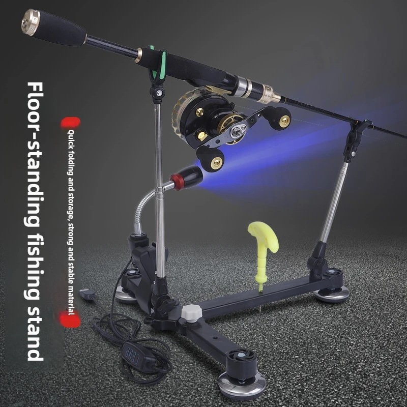 Portable Foldable Fishing Rod Holder Tripod Stand, All-Terrain Universal Landing Net Support for Ice Bank Boat Fishing