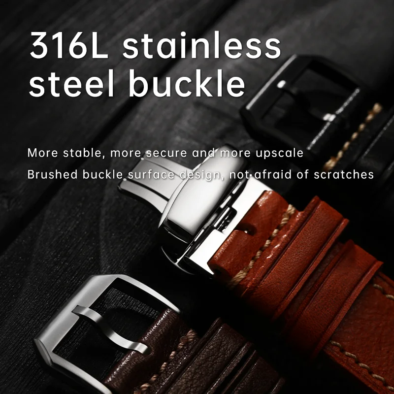 MAIKES Compatible with Apple Watch Band 49mm Ultra 2 45mm 44mm 41mm Genuine Leather Watch Straps for iWatch Series 9 8 7 6 5 4