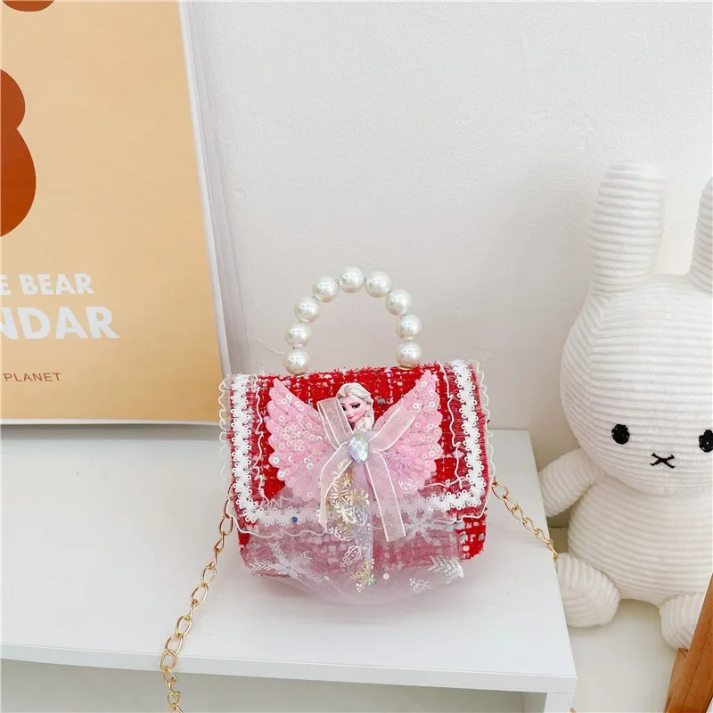 Disney De Prinses Elsa Nieuwe Studententas Meisje Crossbody Bagt Modieuze Tassen Leuke Parel Handtas Meisje Verjaardagscadeautjes