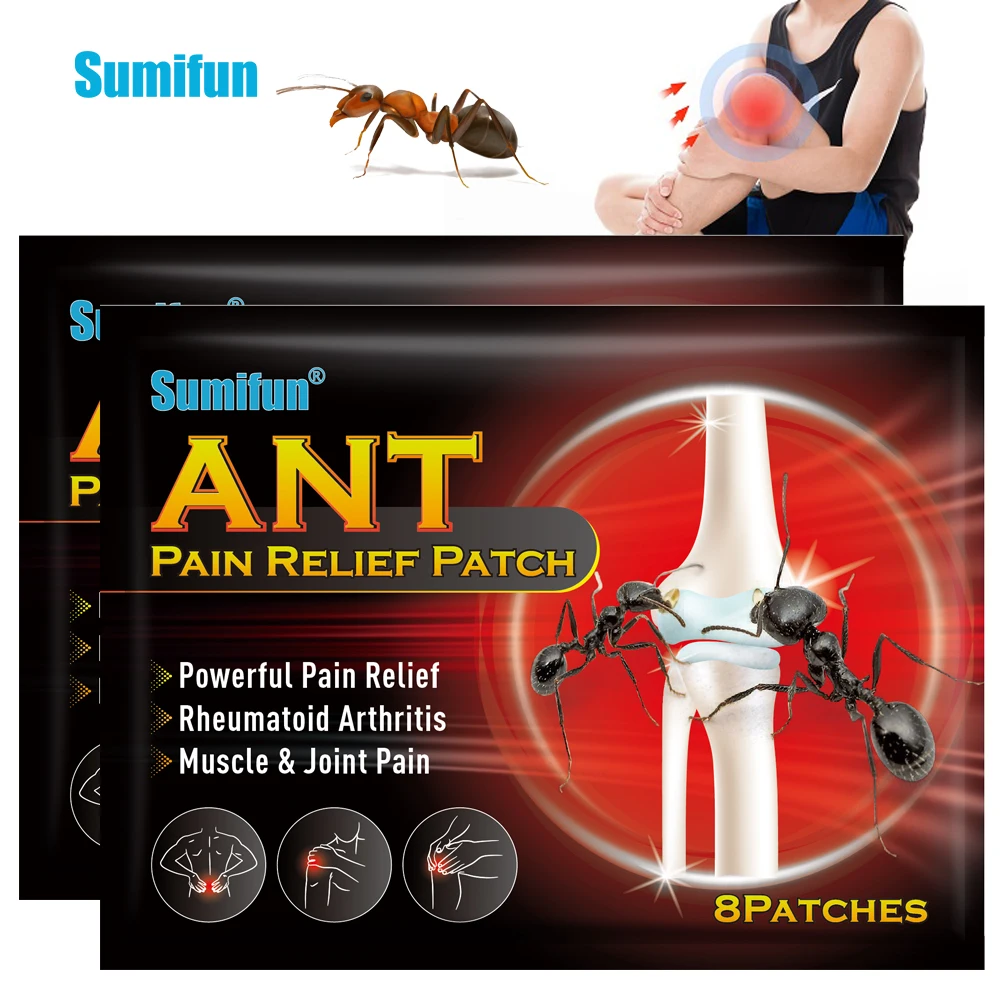 

Sumifun 8pcs Back Pain Relief Patch Black Ants Extract Medical Plaster Joint Muscle Inflammation Relieving Backache Sticker