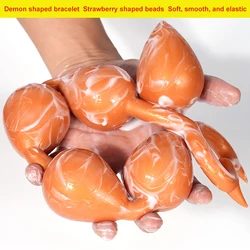 Anneau de Traction en Forme de Diable Anal Plug Perles en Forme de Goutte d'eau Taille du Gradient Matériau Souple en Silicone Liquide Anal Prostate Massage Masturbation