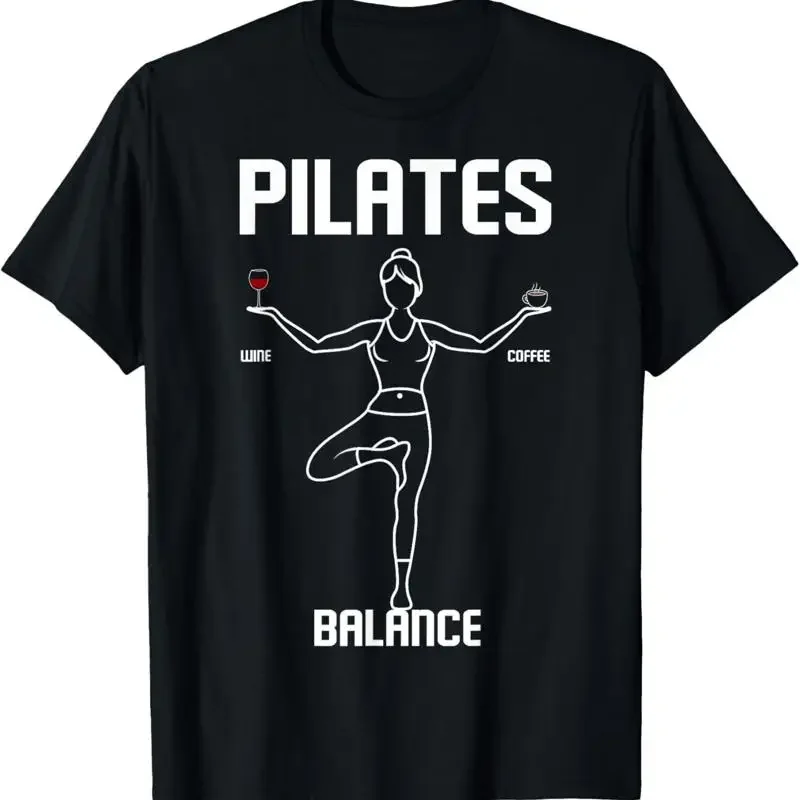 Pilates Teacher Wine Coffee Balance Fitness Exercise Workout T Shirt