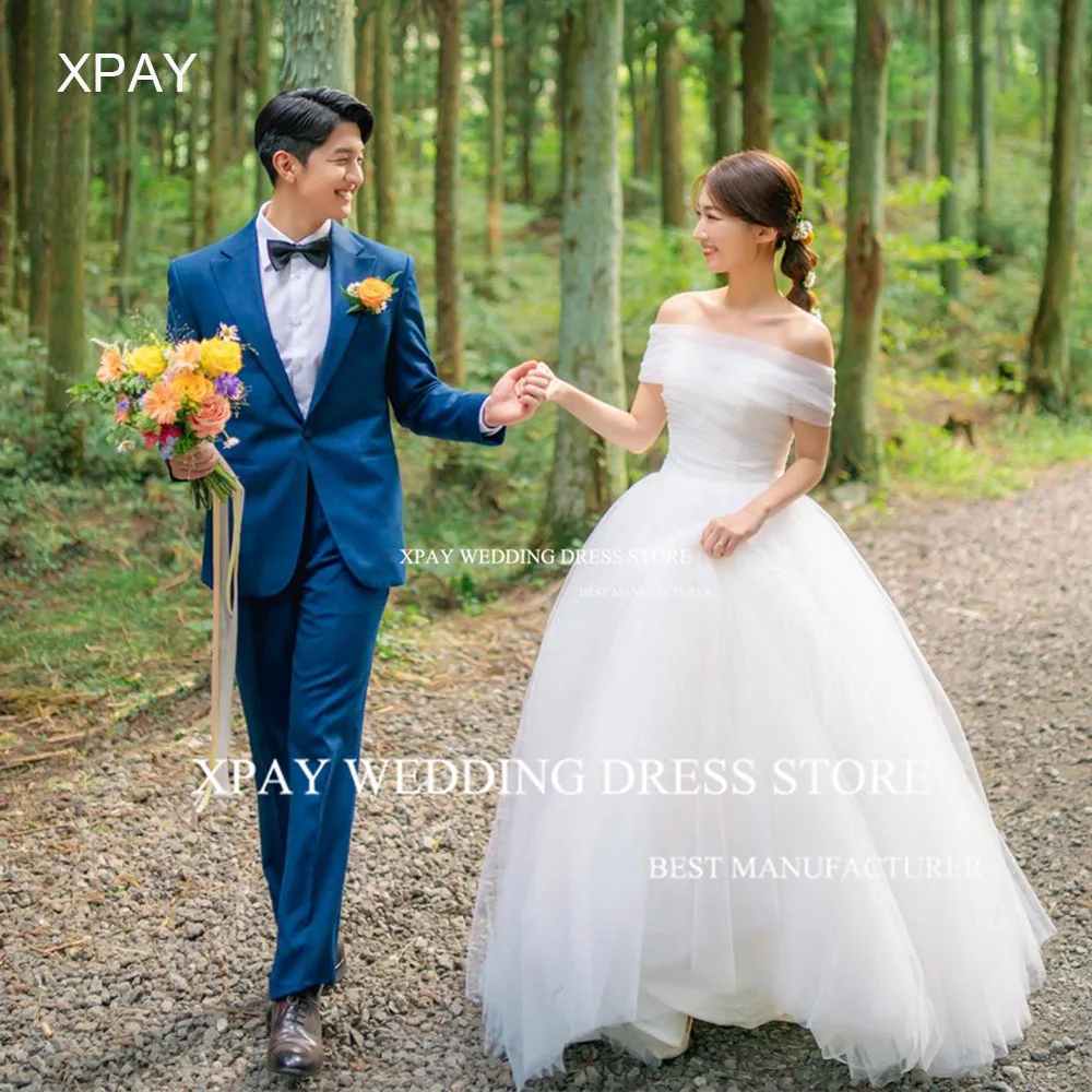 Xpay sem alças uma linha coreia vestidos de casamento com xale sem mangas sem costas vestido de noiva sem costas drapeado vestido de noiva personalizado