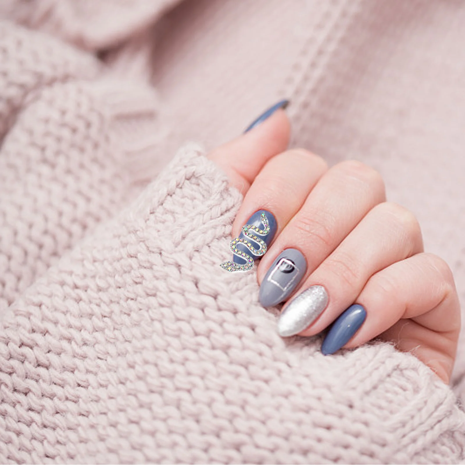 

6Pcs Rhinestones for Nails 3D Snake Nail Gems DIY Nail Art Decorations Elegant Manicure Charms Gift for Women Girls