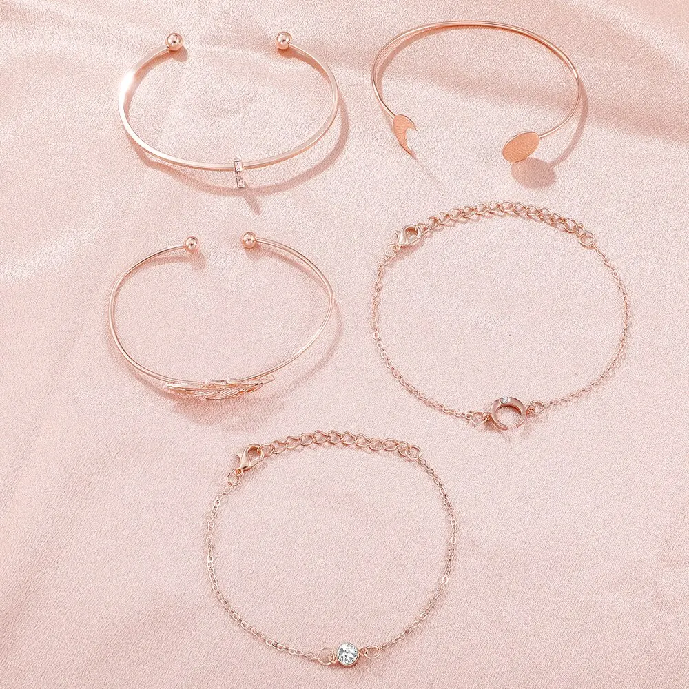 6PCS Set Women Rose Gold Luxury Quartz Watch Rhinestone Fashion Wristwatch Casual Ladies Watches Bracelet Set Clock Montre Femme