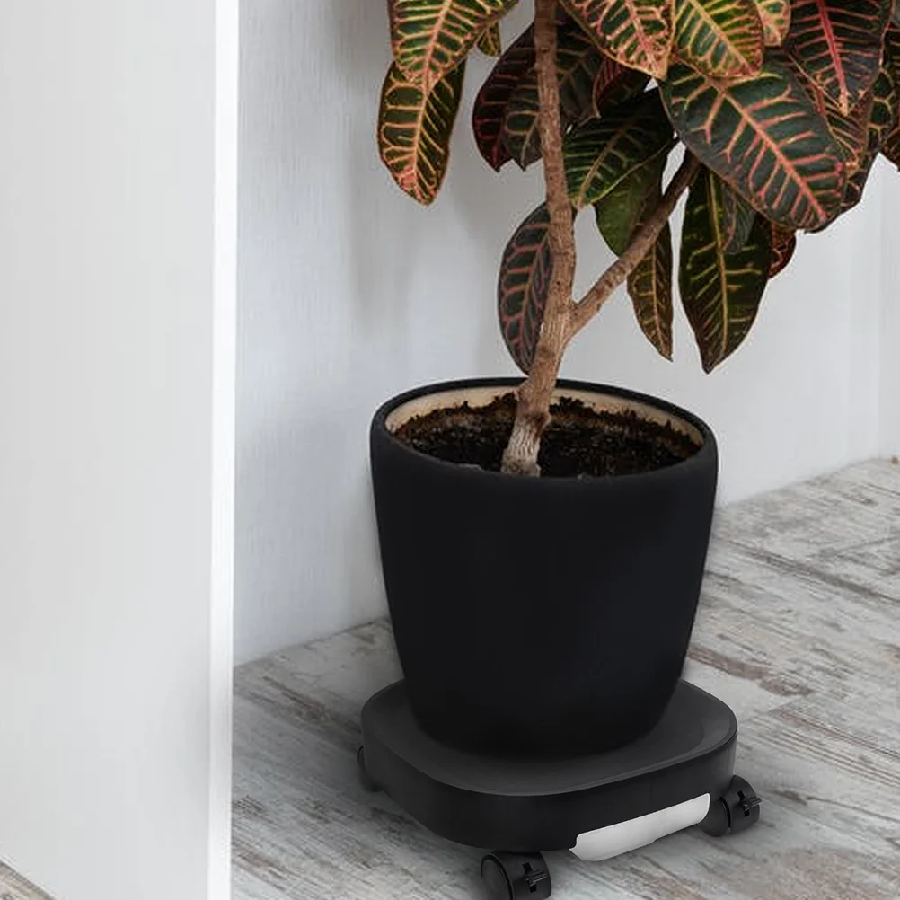 

Thickened Resin Plant Tray 11.79 Inch Rolling Base With Swivel Wheels Brake Water Drawer Indoor Outdoor Movable Garden Pot