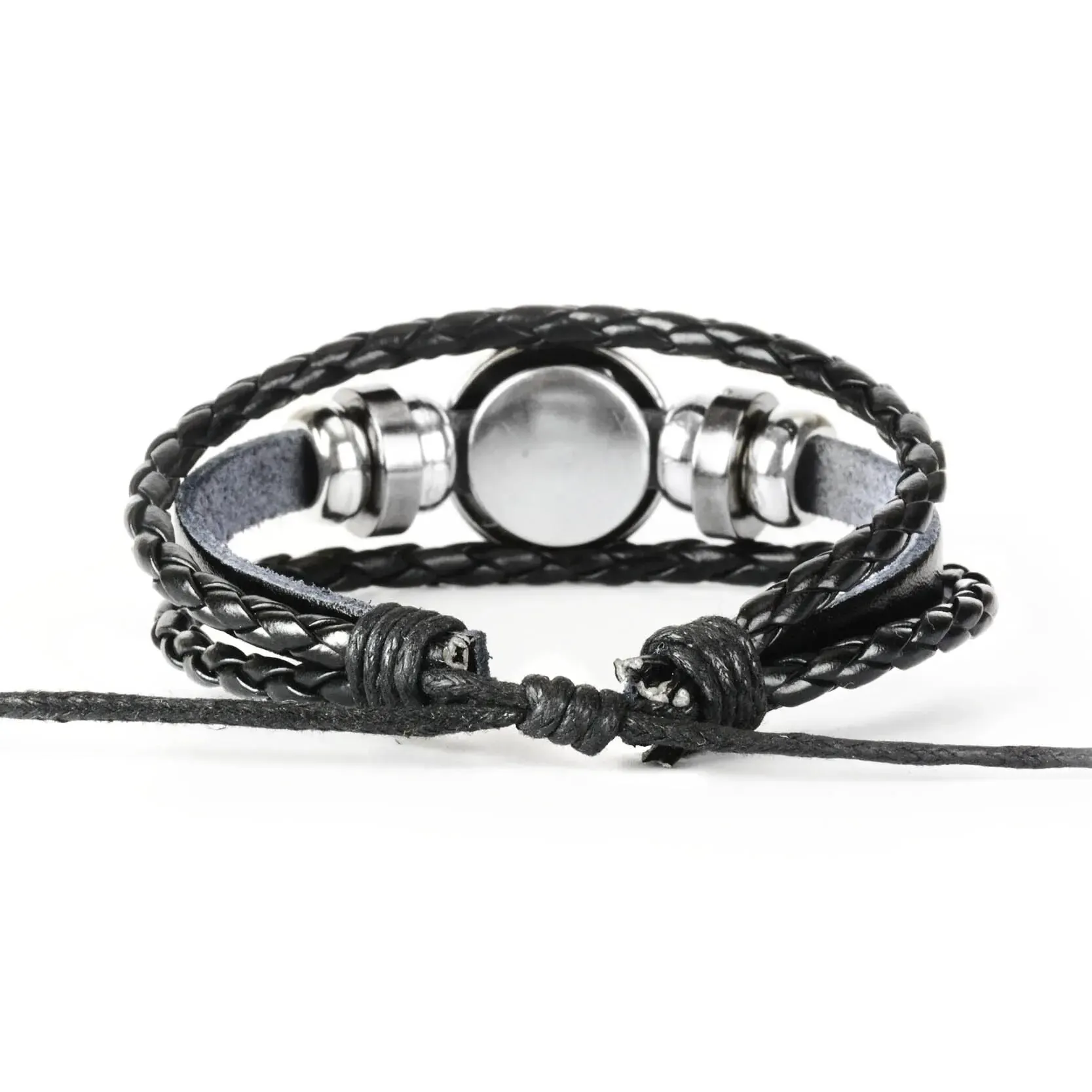 12 Constellation Zodiac Sign Black Braided Leather Bracelet Cancer Leo Virgo Libra Woven Glass Dome Jewelry Punk Men Bracelet image 6