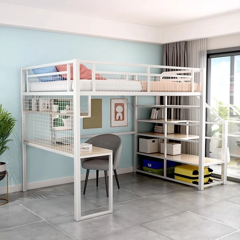 Go to bed and get off the table Multifunctional wrought iron elevated, apartment loft saves space