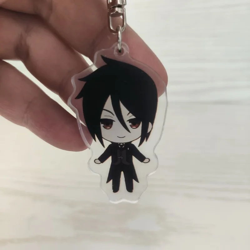 Black Butler Anime angka Sebastian Michaelis Grelle Sutcliff Cosplay gantungan kunci akrilik Undertaker liontin Dekorasi Gantungan Kunci 6CM