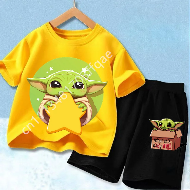 New Star Wars Yoda Baby Yoda Print Kids T Shirt Set Casual Short Sleeve Tee Boys Girls Toddler 2026 Summer Top - view 4
