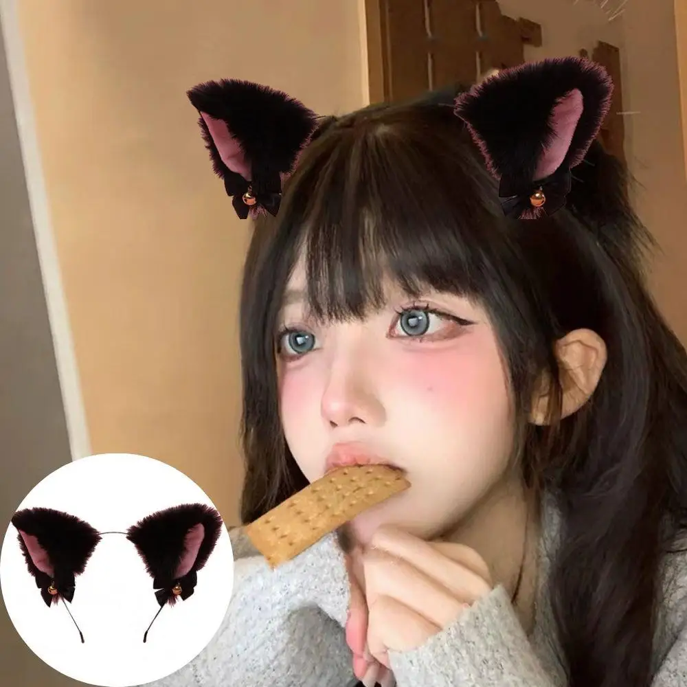 

Обручи для волос с пушистыми животными, кошкой, лисьими ушками, милые длинные меховые уши, повязка на голову в форме колокольчика, модные головные уборы «сделай сам», Хэллоуин, аниме, аксессуары для волос