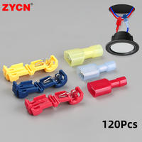 120pcs T-Tap Connector Quick Electrical Cable Connector Snap Splice Lock Wire Terminal Male Disconnect Crimp Spade