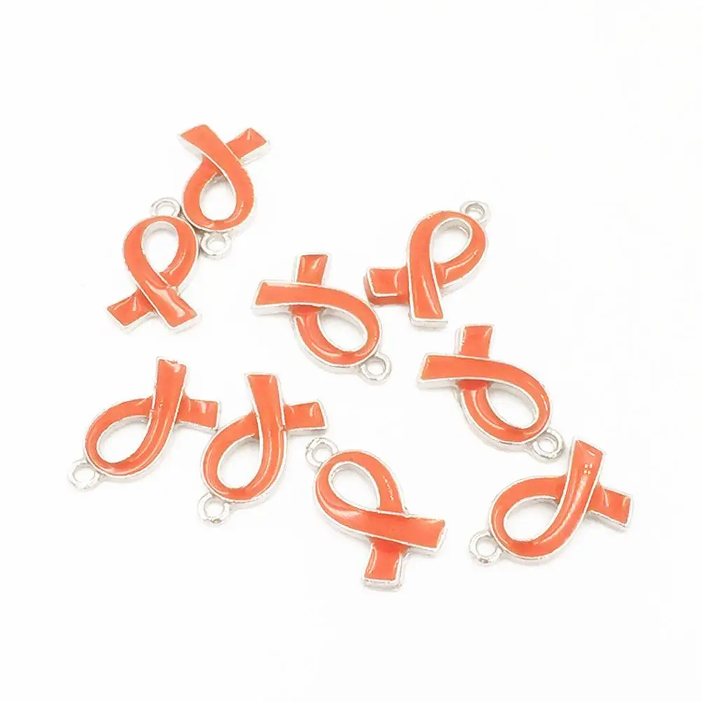 

50pcs Elegant Metal Ribbon Alloy Charms Jewelry Making Accessories for Women Lady Girls (Orange)