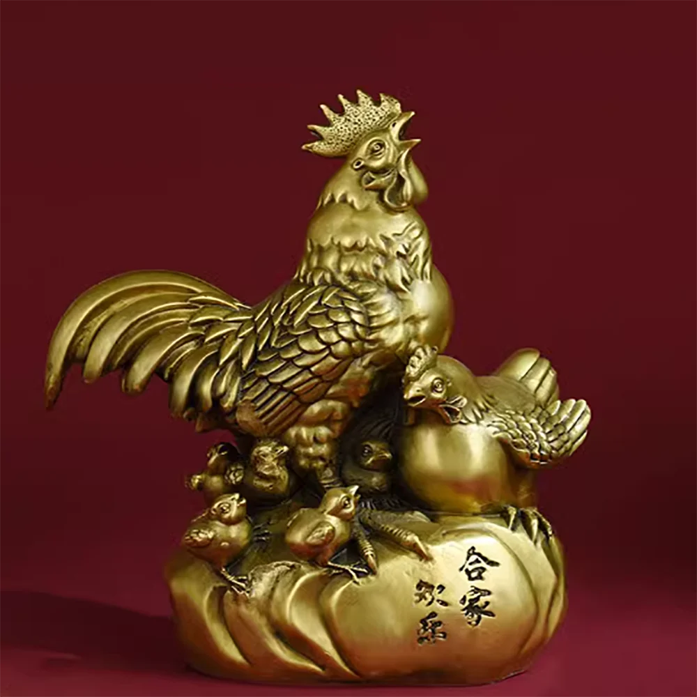 Pure copper Fuji Anzhai handicrafts, home decor, office desktop, zodiac, golden rooster decoration