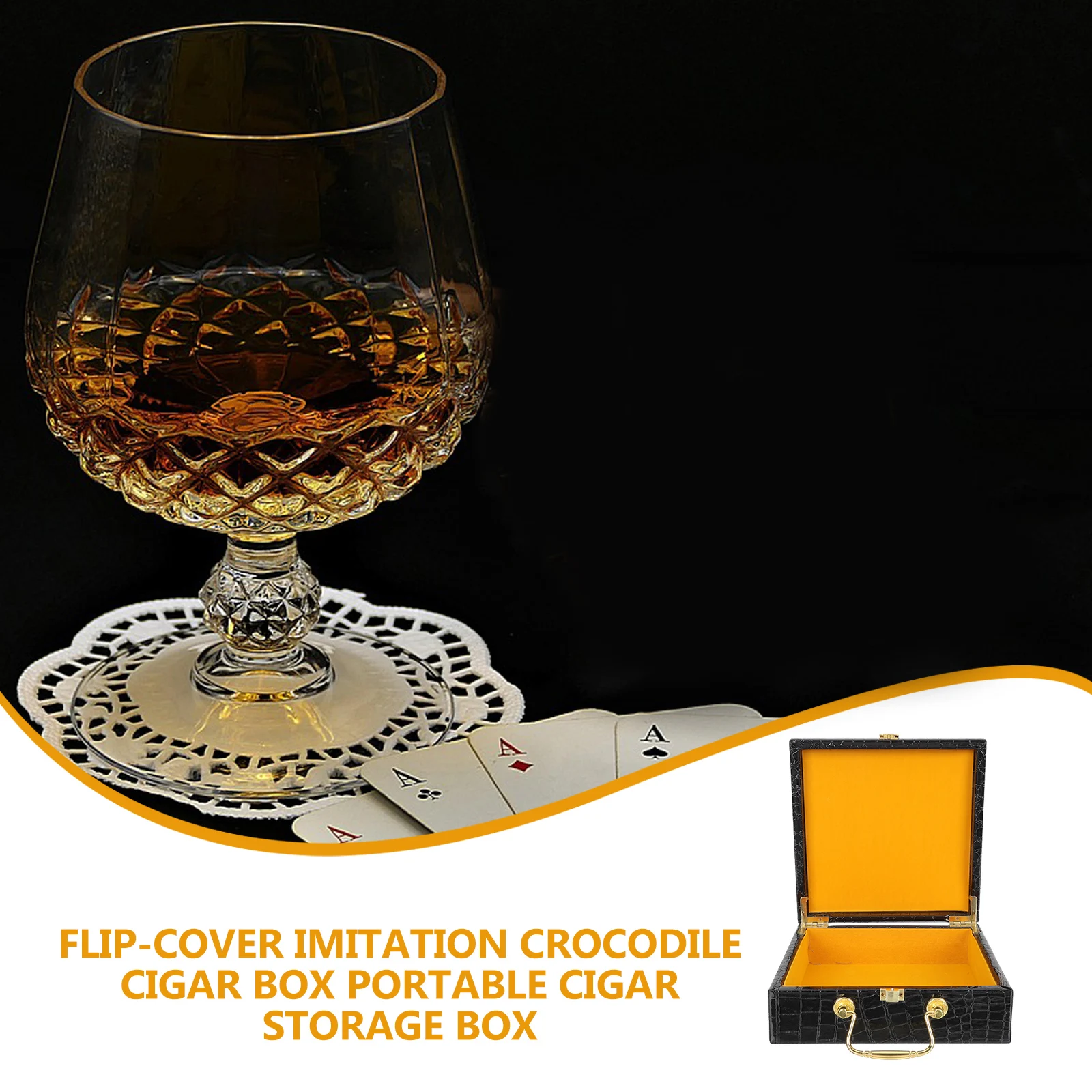 

Pu Crocodile Print Wooden Humidor Storage Box Flip Lid Case Portable Cigar Box For Fresh Keeping Cigar Accessories Home