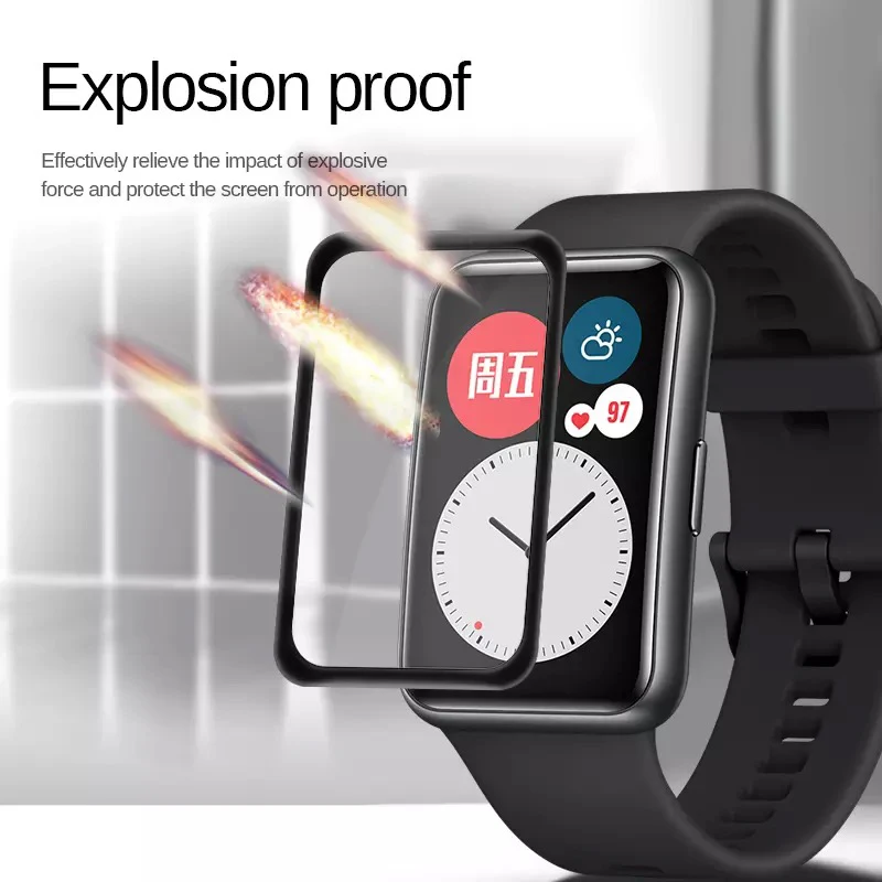 Protective Film Soft Glass For Huawei Band 8 7 6 Pro Smartwatch Full Cover Screen Protectors Film For Honor Band 7 6 Cover Strap