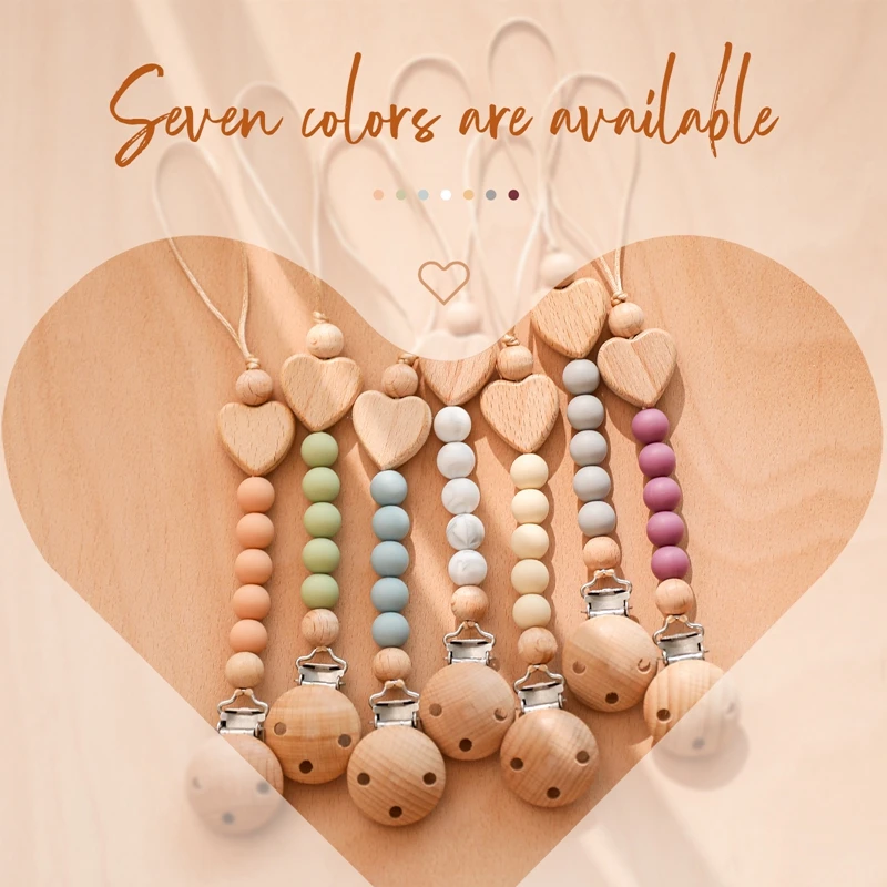 Wooden Baby Pacifier Chain Dummy Nipple Holder Clips Chain Guard Teether Pendant Newborn Accessories Chew Teething Toys Gifts