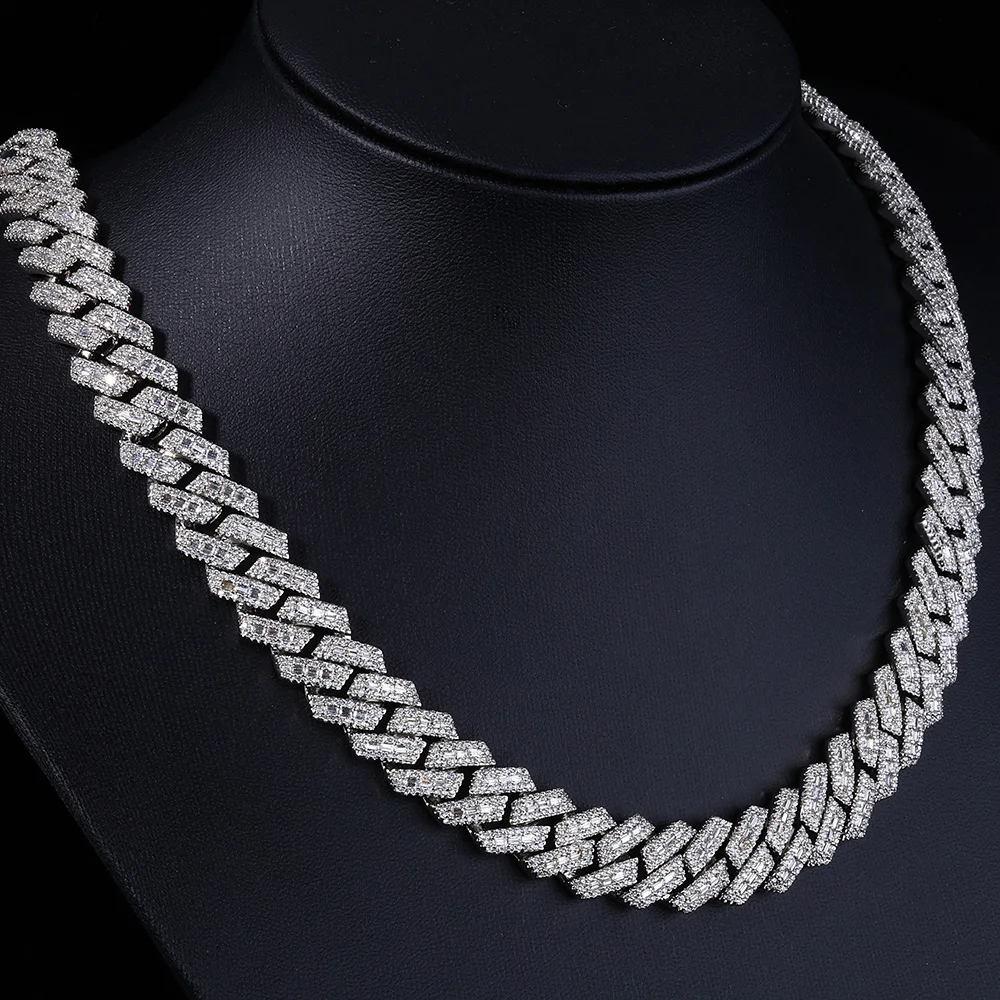 

Высокое качество, роскошная блестящая прямоугольная цепочка с бриллиантами в стиле хип-хоп, смешанная инкрустация ручной работы, кубинское ожерелье со льдом и кубическим цирконием для мужчин и женщин