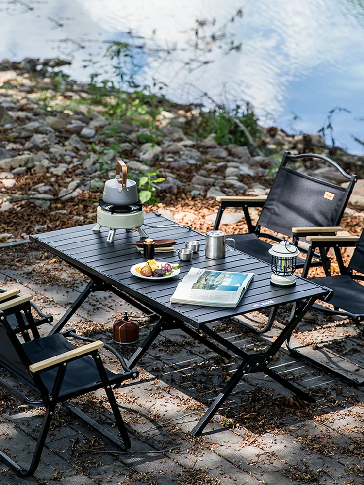 BISINNA mise à niveau nouvelle Table de rouleau d'oeufs de Camping en plein air Table pliante Portable en acier au carbone avec sac de transport pour pique-nique barbecue