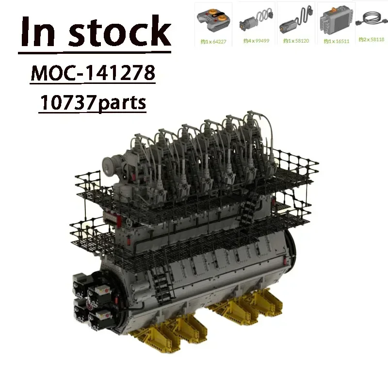 MOC-141278-Stroke Marine Diesel Infrared VersionEngine Assemble Patchwork Building Blocks Model • 10737 Parts Giant Engine